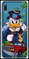 Силиконовый чехол на Huawei Y6 2019 / Хуавей Y6 2019 "Scrooge McDuck with a Gold Chain", прозрачный