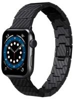 Браслет PITAKA Carbon Fiber Link серия Modern для Apple Watch 42/44/45mm, Чёрно/серый (полоска)