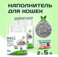 Наполнитель для кошачьего туалета минеральный (классический) CatBoss, 10л ( 5лх2) + пакеты для кошачьего туалета ( 20 шт)