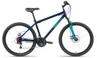 Велосипед ALTAIR MTB HT 26 2.0 D (26" 21 ск. рост. 19") 2022, темно-синий/бирюзовый, RBK22AL26114