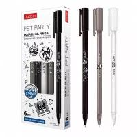 Ручки гелевые "Pet Party", синие, 0,6 мм, 6 штук
