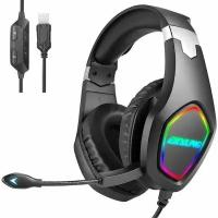 Игровые наушники проводные с микрофоном ERXUNG J20 7.1 RGB подсветка