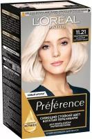 L'Oreal Paris Стойкая краска для волос Preference, оттенок 11.21, Ультраблонд, холодный перламутровый