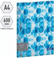 Папка на 4 кольцах Berlingo "Bubbles", 24 мм, 600 мкм, D-кольца, с внутр. карманом, прозрачная, с рисунком