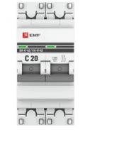 Автоматический выключатель 2P 20А (C) 4,5kA ВА 47-63 EKF mcb4763-2-20C-pro PROxima