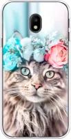 Силиконовый чехол на Samsung Galaxy J3 2017 / Самсунг Галакси Джей 3 2017 Кот в венке