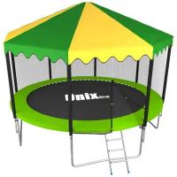 Каркасный батут Unix Line 12ft Simple Roof (outside) 366х366х269 см зеленый (с сеткой, лестницей и крышей)