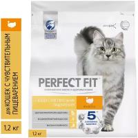 Perfect Fit корм для взрослых кошек всех пород, чувствительное пищеварение, индейка 1,2 кг