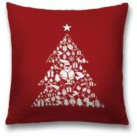 Наволочка декоративная на молнии, чехол на подушку JoyArty "Дед Мороз в елке" 45х45 см