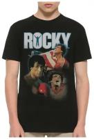 Футболка Design Heroes Рокки / Rocky / Сильвестр Сталлоне Мужская Черная 2XL