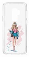 Чехол для Samsung Galaxy Note 9 Plus Kruche Print Fashion Girl, пластиковая накладка, силиконовый бампер с защитой камеры, защитный прозрачный с рисунком