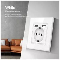 Электрическая розетка одинарная DiXiS 1 Gang Socket с портами 2 USB EU (86x86) White (TKEU-1)