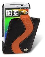 Кожаный чехол для HTC Sensation XL / X315e / G21 Melkco Premium Leather Case - Special Edition Jacka Type (Black/Orange LC)