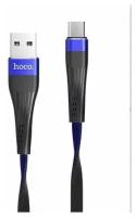 Наушники Hoco U39 "Slender" USB-microUSB 2.4A 1.2M черный/синий