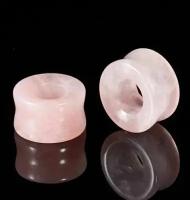 Тоннели из натурального камня розовый кварц - пара размер 14 мм