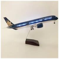 Модель самолета Vietnam Airlines Boeing 787 47 см с подсветкой, с шасси, на подставке