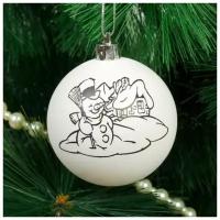 Новогоднее ёлочное украшение под роспись «Снеговик» размер шара 6 см
