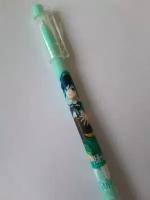 Ручка стираемая гелевая синяя с ластиком с рисунком Genshin Impact - Venti (цвет морской волн)