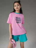 Пижама для девочки подростка Nota Bene, Цвет розовый / бирюзовый, Размер 140-146