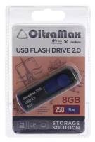 Флешка OltraMax 250, 8 Гб, USB2.0, чт до 15 Мб/с, зап до 8 Мб/с, синяя