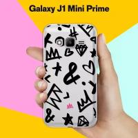 Силиконовый чехол на Samsung Galaxy J1 Mini Prime Узор черный / для Самсунг Галакси Джей 1 Мини Прайм