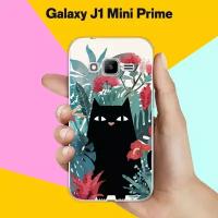 Силиконовый чехол на Samsung Galaxy J1 Mini Prime Черный кот / для Самсунг Галакси Джей 1 Мини Прайм