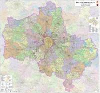 Настенная карта Московской области 154 х 165 см (на самоклеющейся пленке)