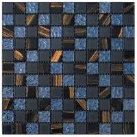 Мозаика из стекло Natural Mosaic 5BD-113 синий черный квадрат