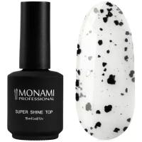 Топ для гель-лака без липкого слоя Супер блеск Super Shine top S no cleance Monami MARBLE White, 15 мл