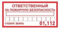 Наклейка информационный знак «Ответственный за пожарную безопасность» 100х200мм Rexant 56-0012