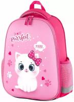 Ранец / рюкзак / портфель школьный для девочки первоклассницы Пифагор Eva Basic, 1 отделение, Fluffy cat, 39х30х16 см