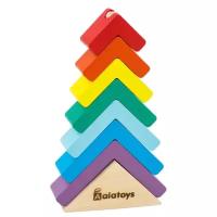 Игрушка для детей интерактивная развивающая Пирамидка "Елочка" (деревянная)