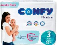 Подгузники Confy Premium Jumbo Размер 3 4-9кг 70шт