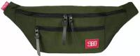 Сумка на пояс / Street Bags / 3278 Красный логотип сбоку 35х11х18 см / тёмно-зелёный