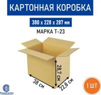 Картонная коробка для хранения и переезда RUSSCARTON, 380х228х287 мм, Т-23 бурый