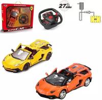 Игрушка машина Ламборджини, гравитационный пульт управления руль, 1:12, аккумулятор, открываются двери, багажник, цвет в ассортименте