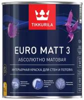 Краска интерьерная для стен и потолков глубокоматовая Tikkurila Euro Matt-3 / Тиккурила Евро Матт-3 База А 0,9 л