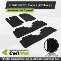 ЭВА ЕВА EVA коврики CellMat в салон на 3 ряда для Infiniti QX80, Инфинити Ку Икс 80, 2014-н. в