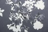 Ткань Джинс-стрейч Elisabetta Franchi графитово-серо-черный с крупным цветочным принтом, ш132см, 0,5 м