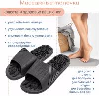 Тапочки с массажным эффектом AMARO HOME Relax Step Открытый нос (Чёрный) 42-43, black