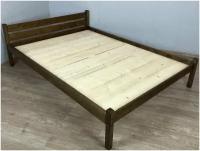 Кровать полутороспальная Классика из массива сосны со сплошным основанием, 190х120 см (габариты 200х130), цвет темный дуб