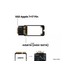 Адаптер-переходник для установки SSD mSATA (mini-SATA) в разъем 7+17 Pin на MacBook Pro Retina 13/15", iMac 21.5/27", Mid 2012 - Early 2013, черный