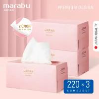 Бумажные салфетки MARABU Premium Розовые Цветы, набор из 3 упаковок по 220 шт