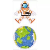 Термонашивки космонавт земля / декор для одежды / нашивка / термоапликация / заплатка на одежду