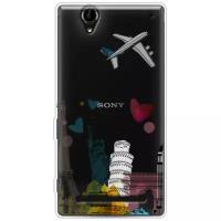 Силиконовый чехол Самолет путешествий на Sony Xperia T2 Ultra / Сони Xperia T2 Ultra