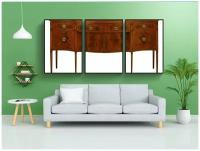 Модульный постер "Антикварный буфет, антикварная мебель, буфет" 180x90 см. из 3х частей в тубусе, без рамки