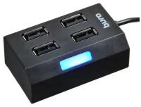 USB-концентратор Buro BU-HUB4-U2.0, разъемов: 4 чёрный