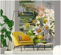 Фотообои HARMONY Decor Цветы на фактурной стене Кувшинки и лилии, 200 x 270 см
