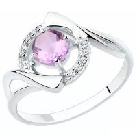 Кольцо Diamant, серебро, 925 проба, фианит, аметист, размер 18.5, бесцветный, фиолетовый