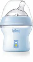 Бутылочка Chicco Natural Feeling,0мес, силиконовая соска с наклоном и флексорами,150мл, голубая NEW